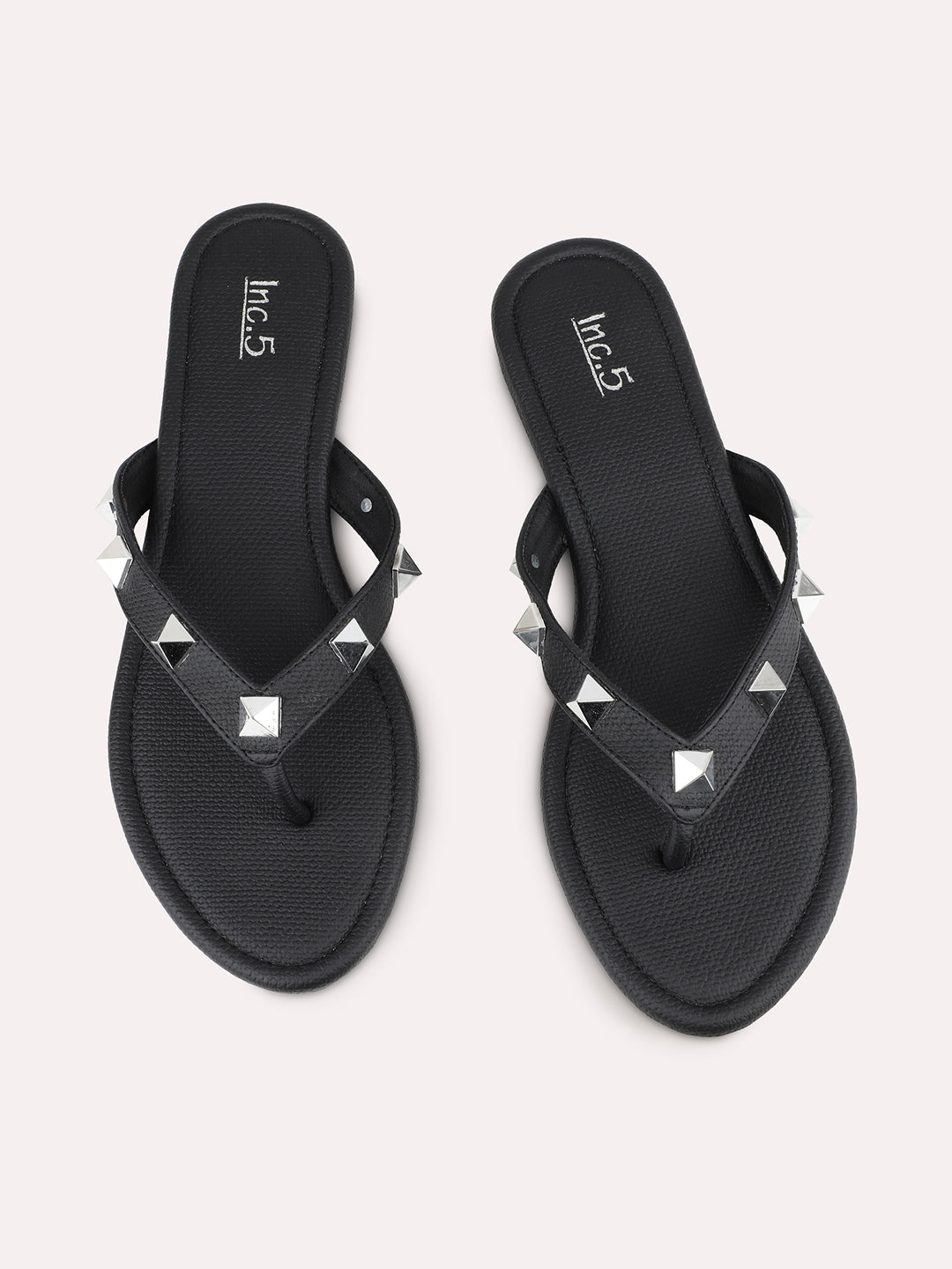 Women Black Casual T Strap Flat Sandal