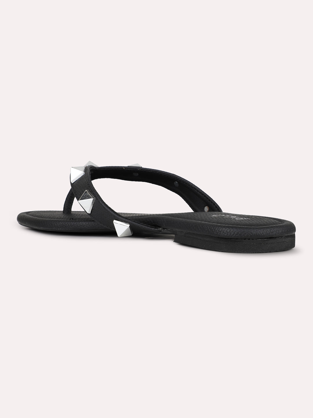 Women Black Casual T Strap Flat Sandal