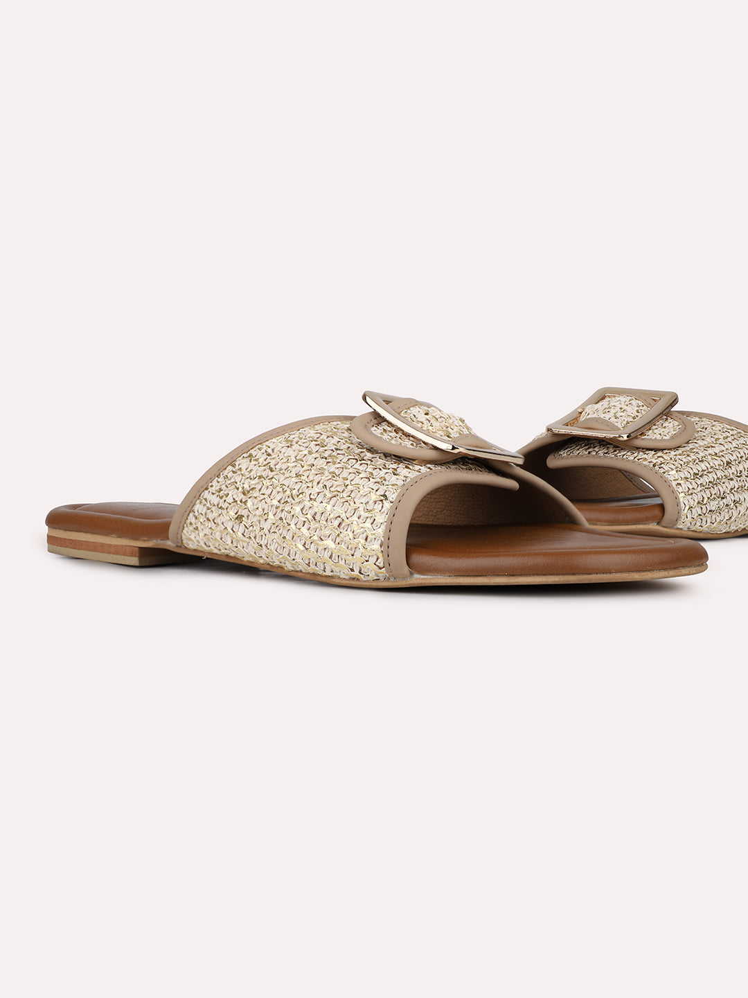 Women Beige Casual Open Toe Flat Sandal