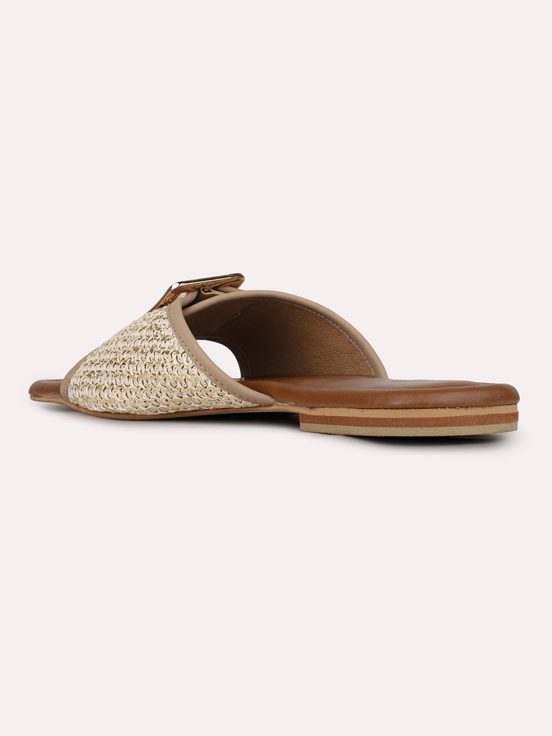 Women Beige Casual Open Toe Flat Sandal