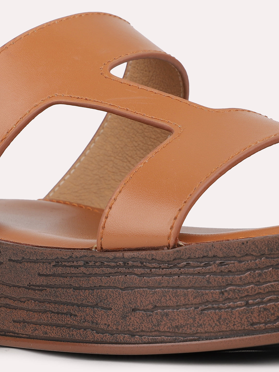 Women Tan Casual Open Toe Wedge Heel Sandal