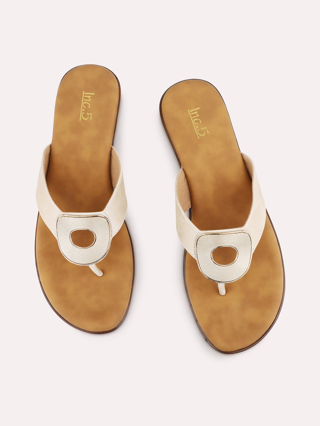 Women Beige Casual T Strap Block Heels