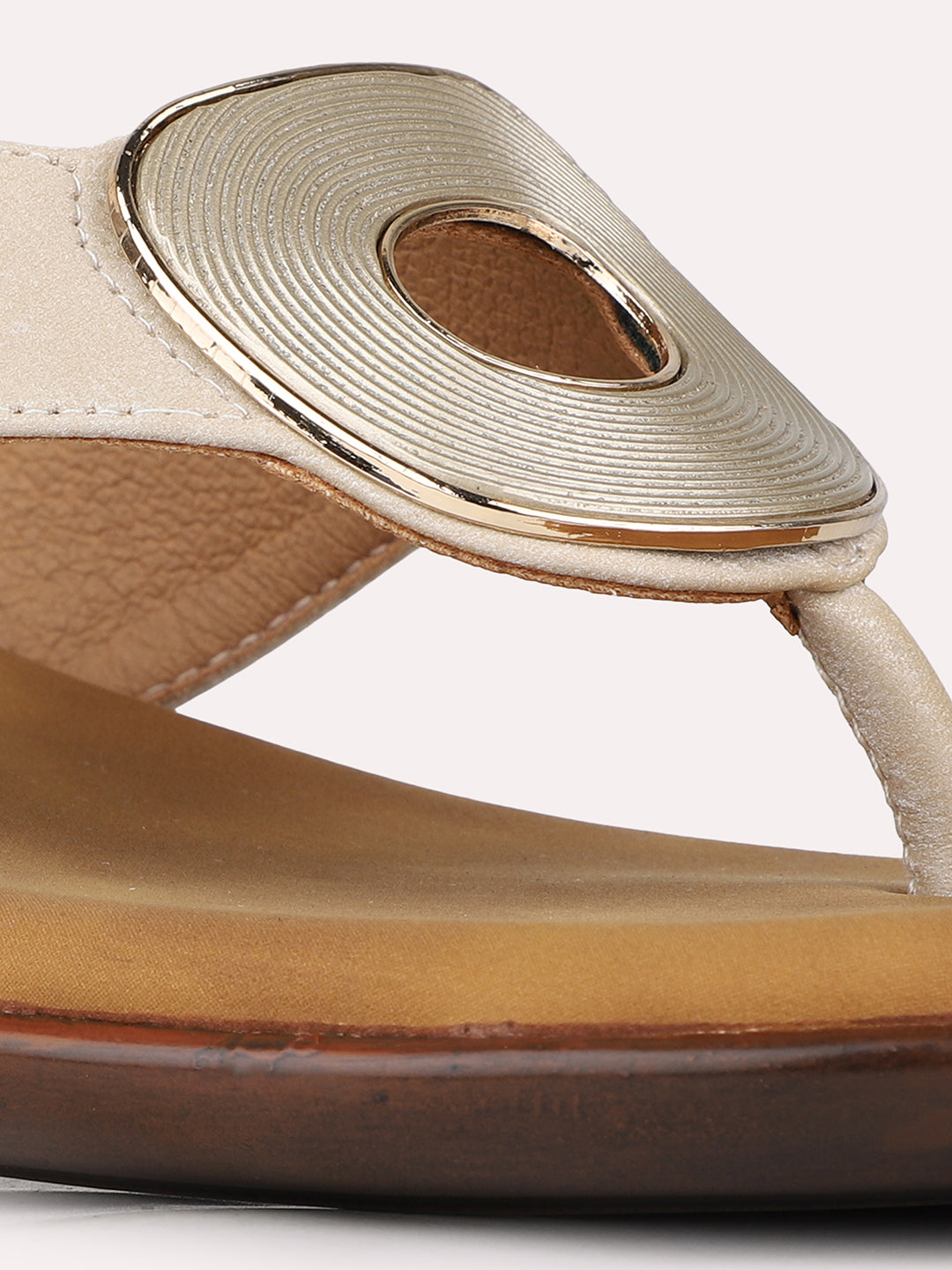Women Beige Casual T Strap Block Heels
