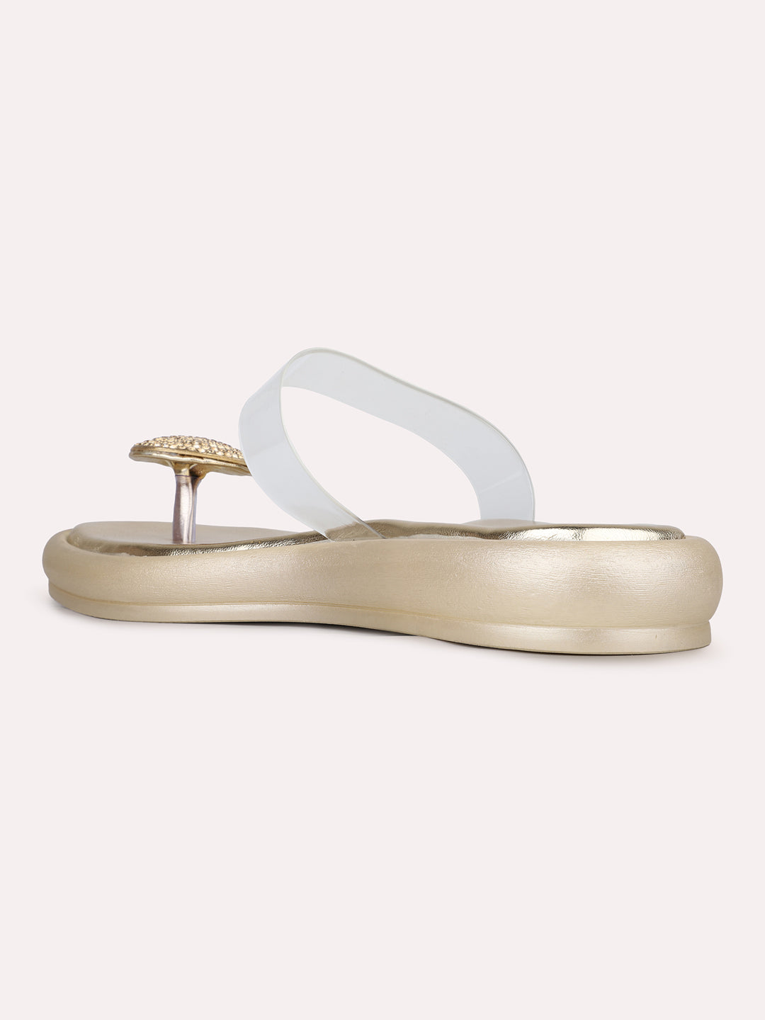 Women Golden Casual One Toe Flat Sandal