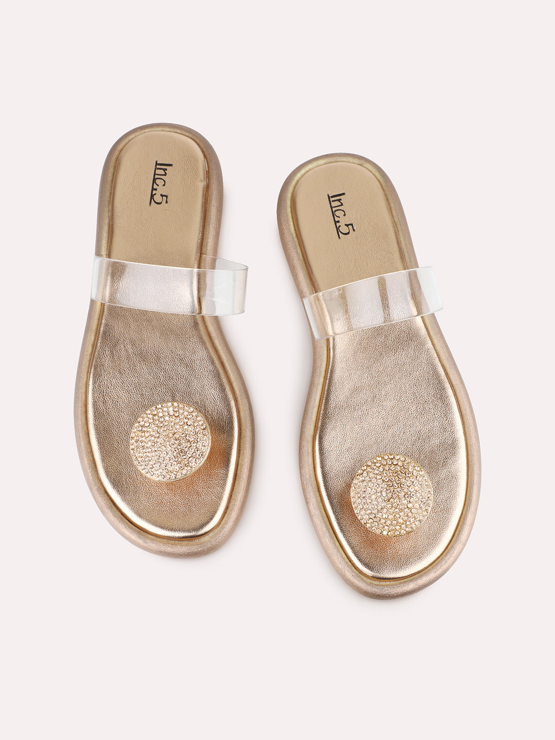 Women Rose Golden Casual One Toe Flat Sandal