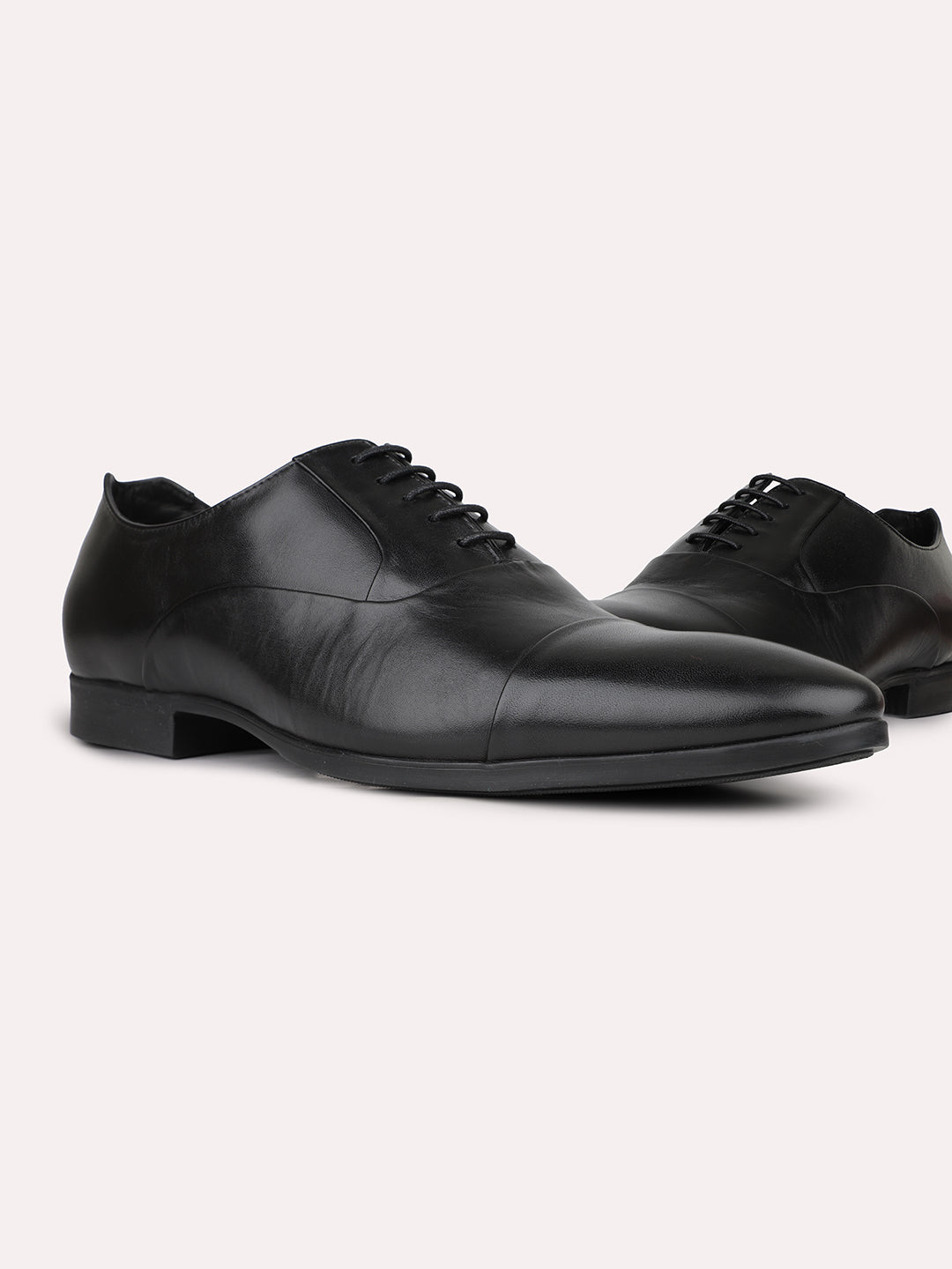 Mens Black Solid Pointed Toe Formal Shoes