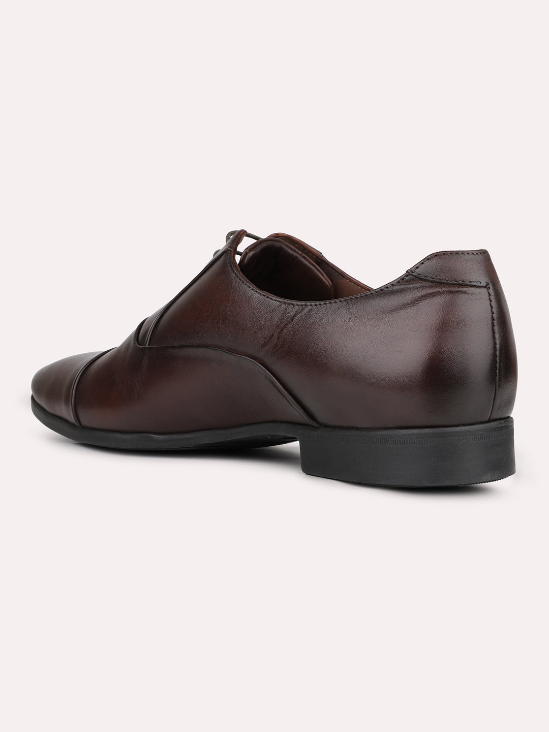 Mens Brown Solid Pointed Toe Formal Shoes