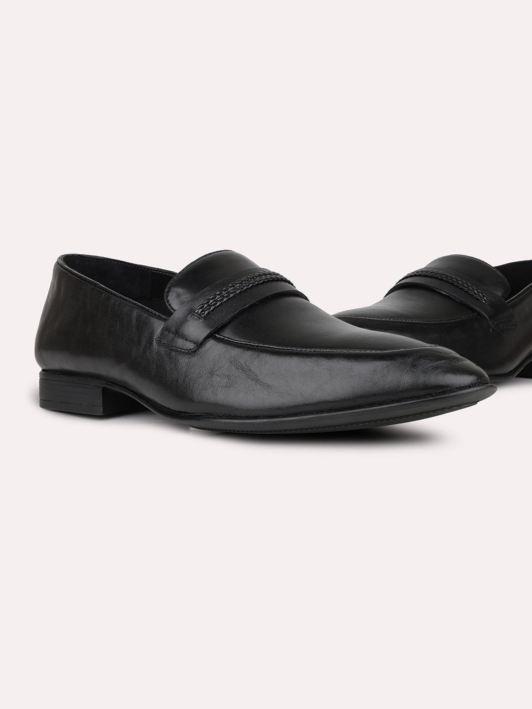 Mens Black Solid Pointed Toe Formal Shoes