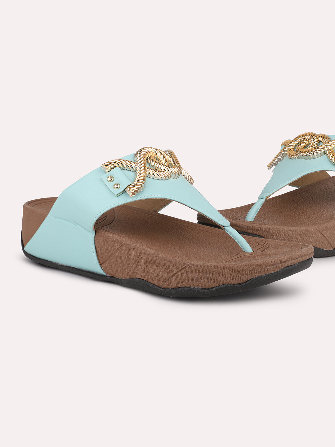 Womens Sky Blue Casual Solid Round Toe Sandals