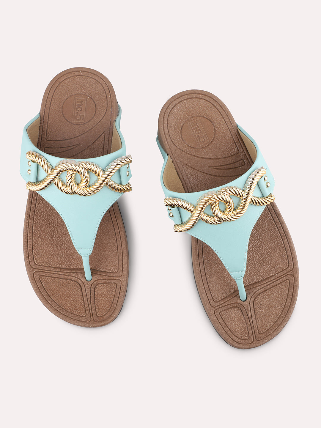 Womens Sky Blue Casual Solid Round Toe Sandals