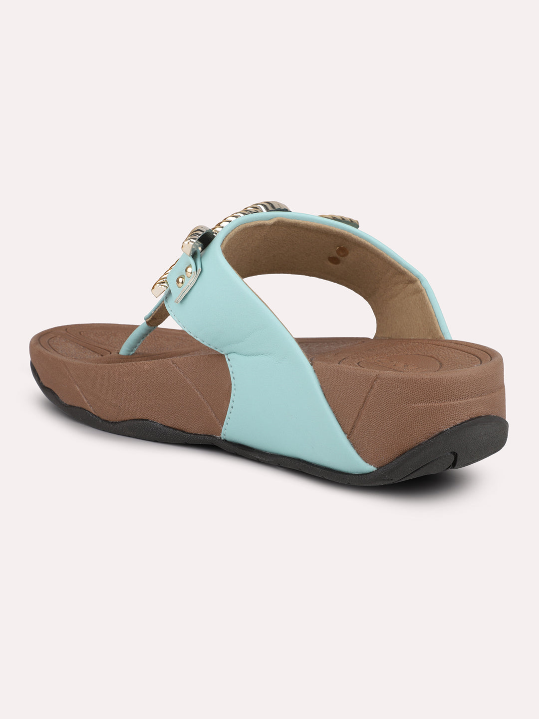 Womens Sky Blue Casual Solid Round Toe Sandals