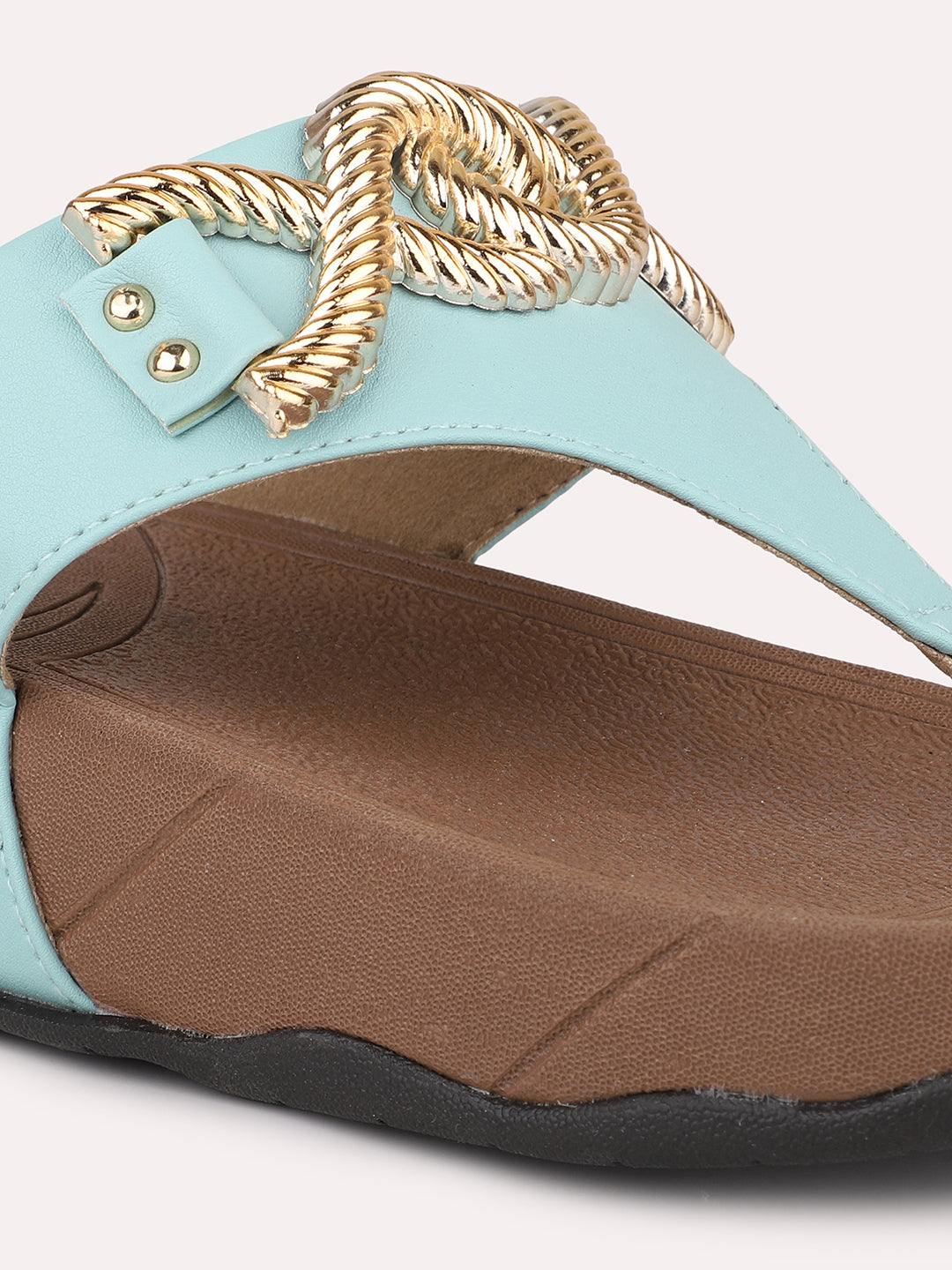 Womens Sky Blue Casual Solid Round Toe Sandals