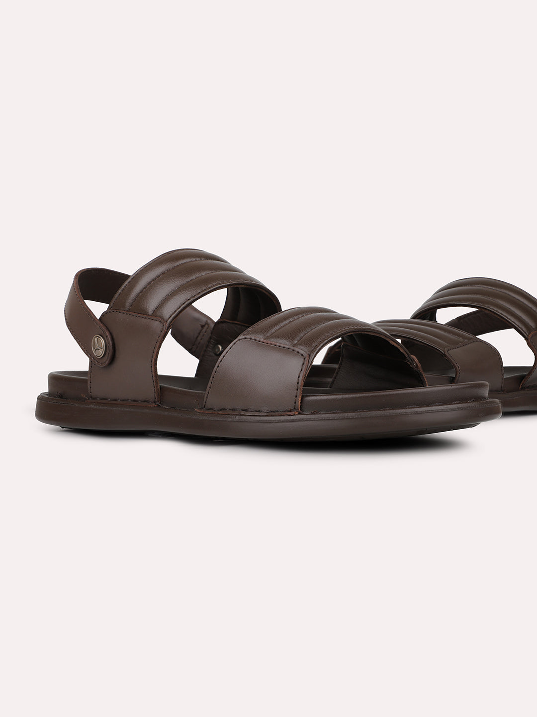 Mens Brown Solid Round Toe Casual Sandals