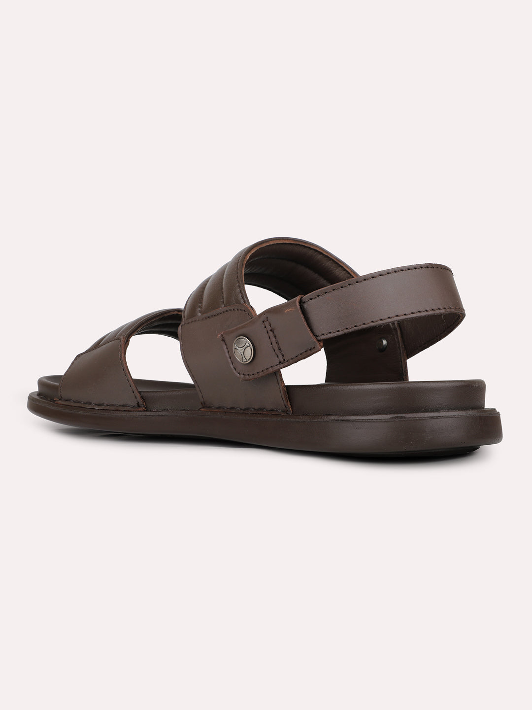 Mens Brown Solid Round Toe Casual Sandals