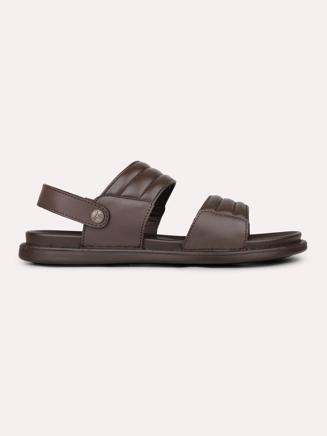 Mens Brown Solid Round Toe Casual Sandals