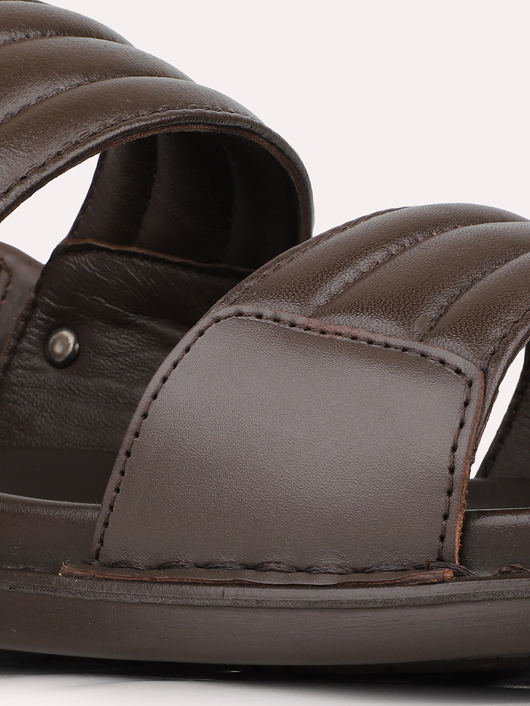 Mens Brown Solid Round Toe Casual Sandals