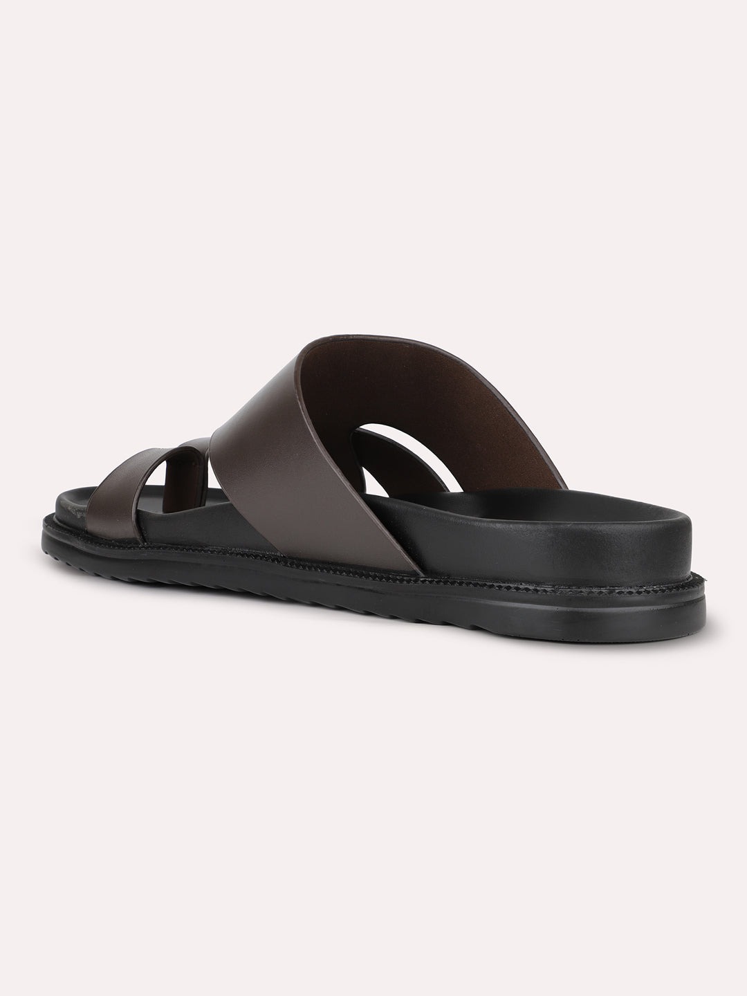 Mens Brown Solid Round Toe Casual Sandals