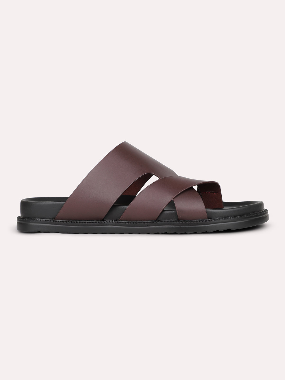 Mens Maroon Solid Round Toe Casual Sandals