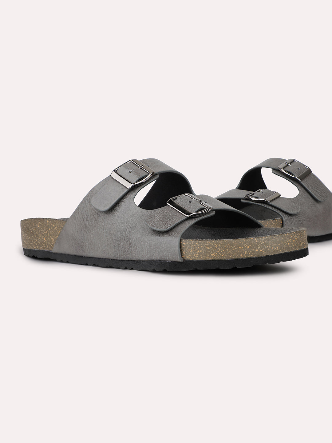 Womens Grey Casual Solid Round Toe Slip-On