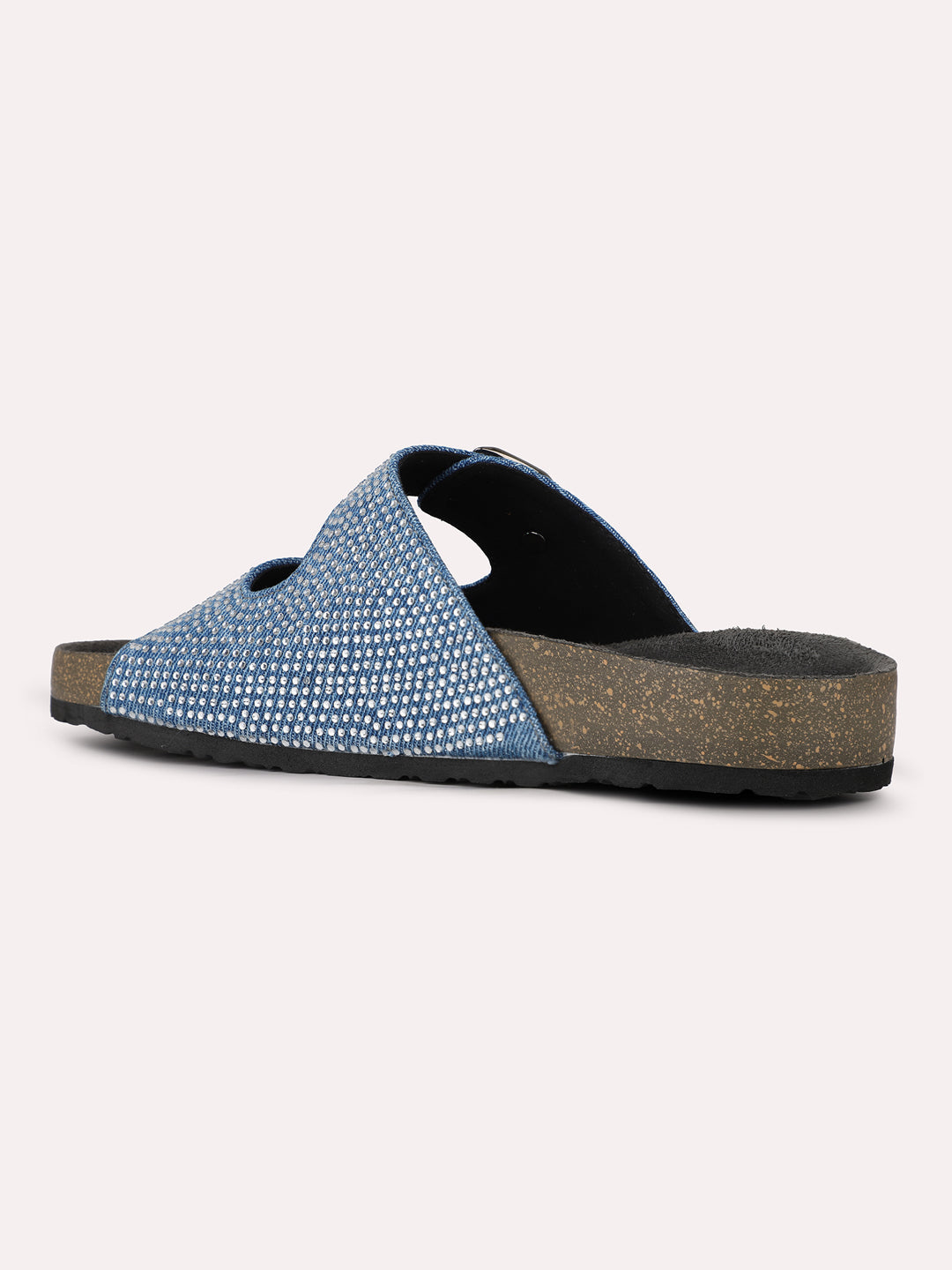 Womens Navy Casual Solid Round Toe Slip-On