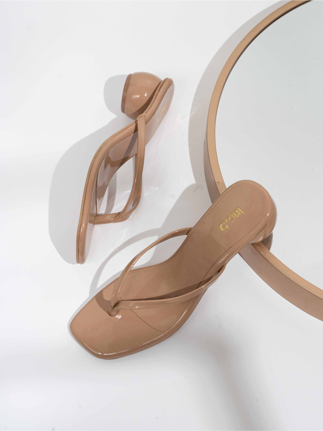 Womens Beige Party Wear Solid Square Toe Block Heels