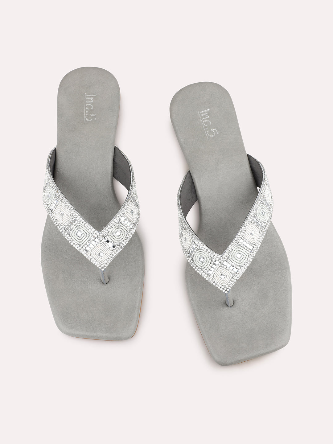 Women Silver Casual T Strap Block Heel Sandal