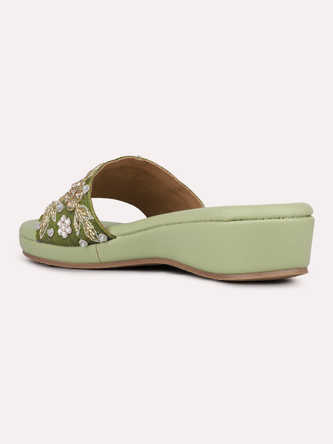 Women Green Casual Open Toe Flat Sandal