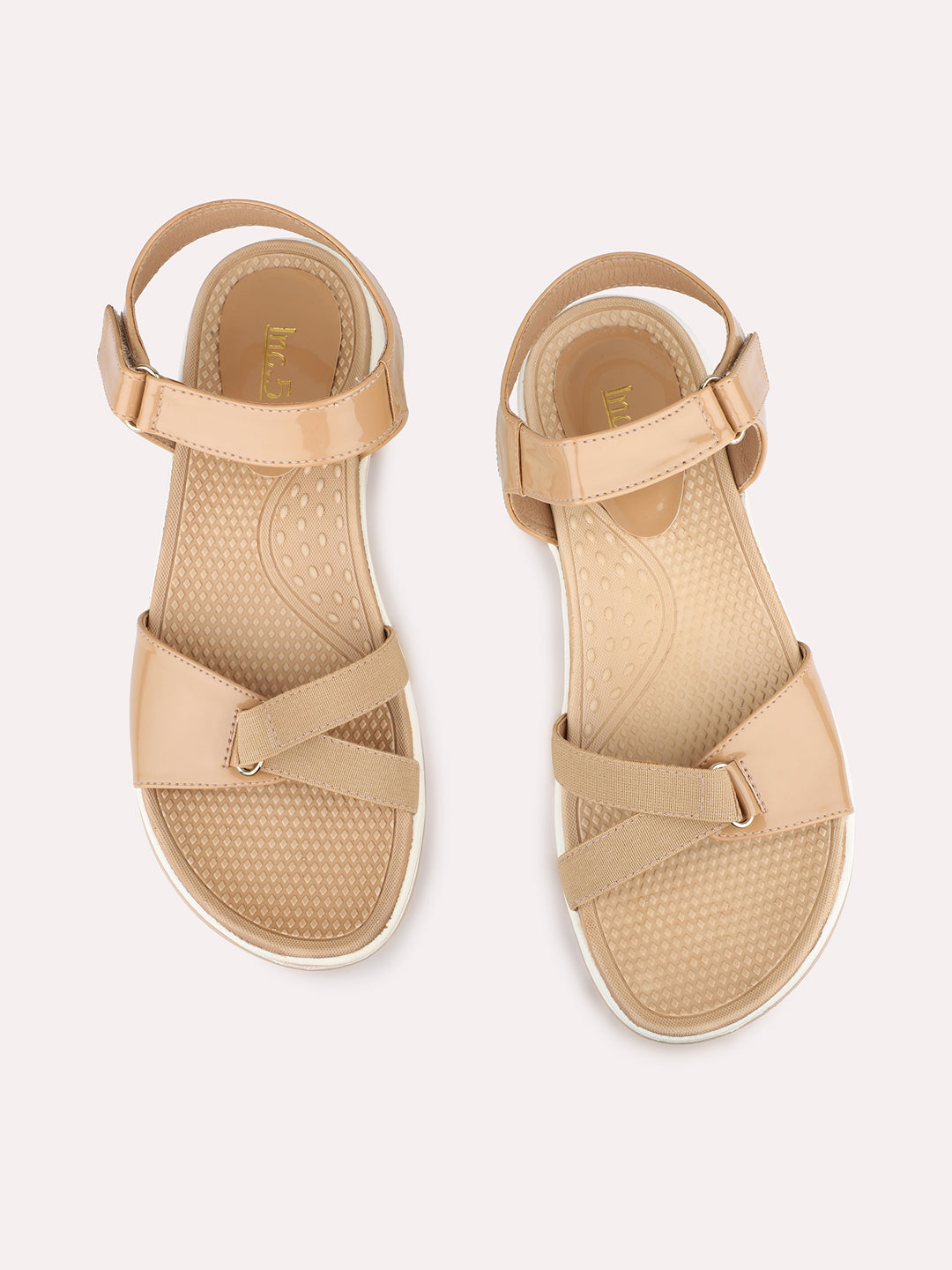 Women Beige Casual Open Toe Flat Sandal