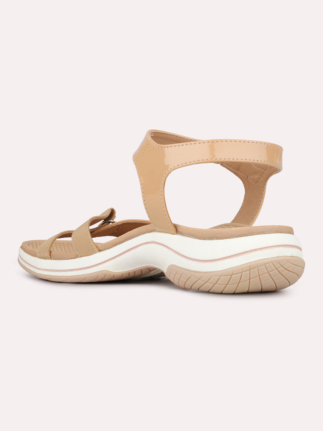 Women Beige Casual Open Toe Flat Sandal