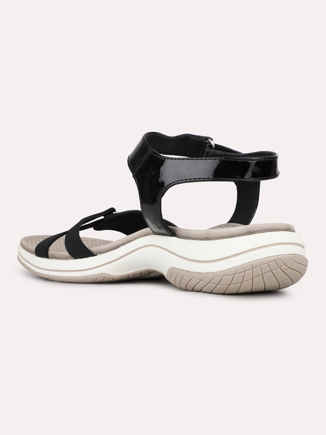 Women Black Casual Open Toe Flat Sandal