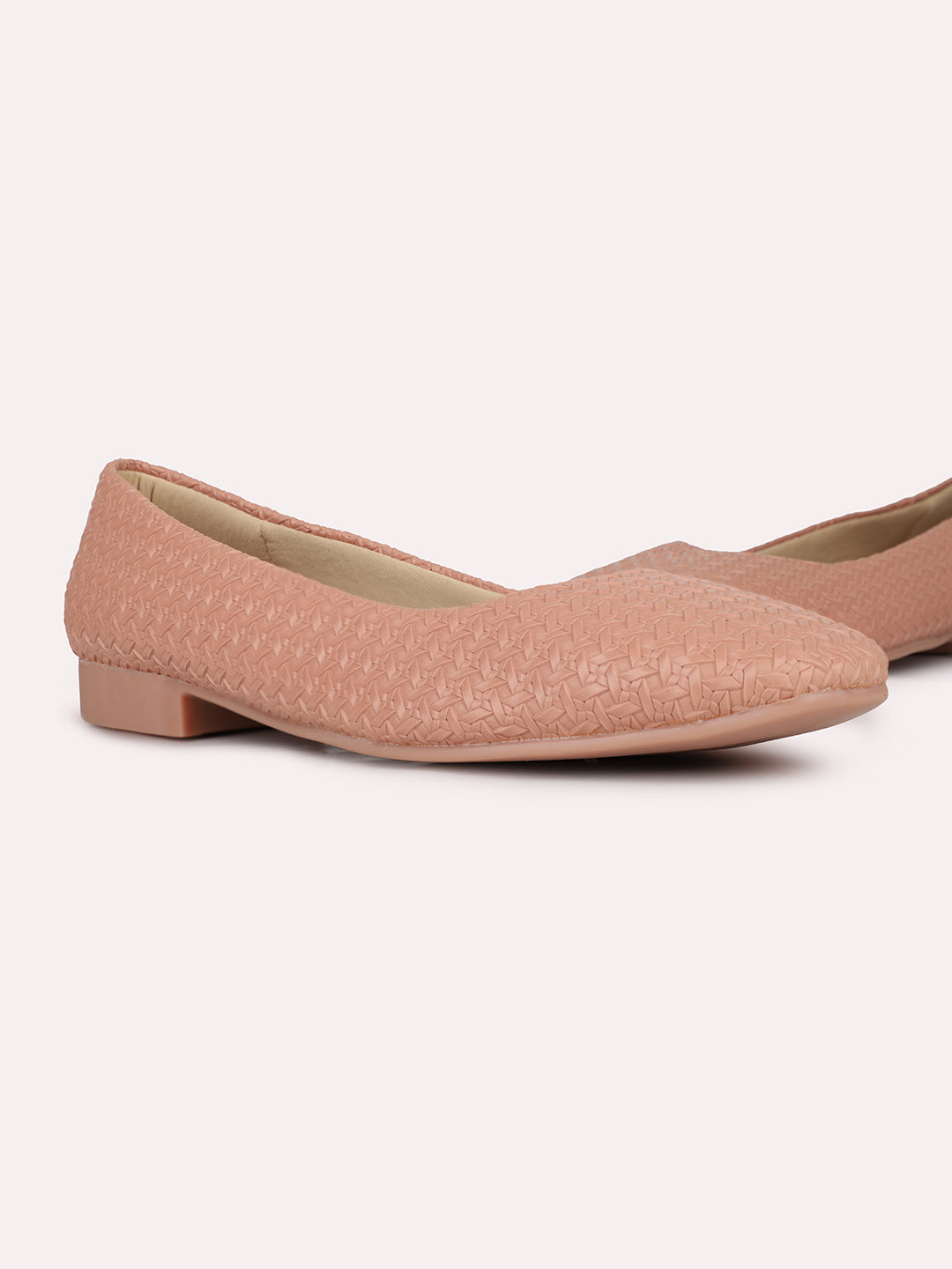 Womens Peach Casual Solid Pointed Toe Ballerinas