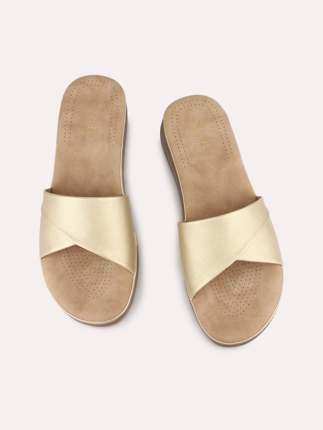 Women Golden Casual Open Toe Flats