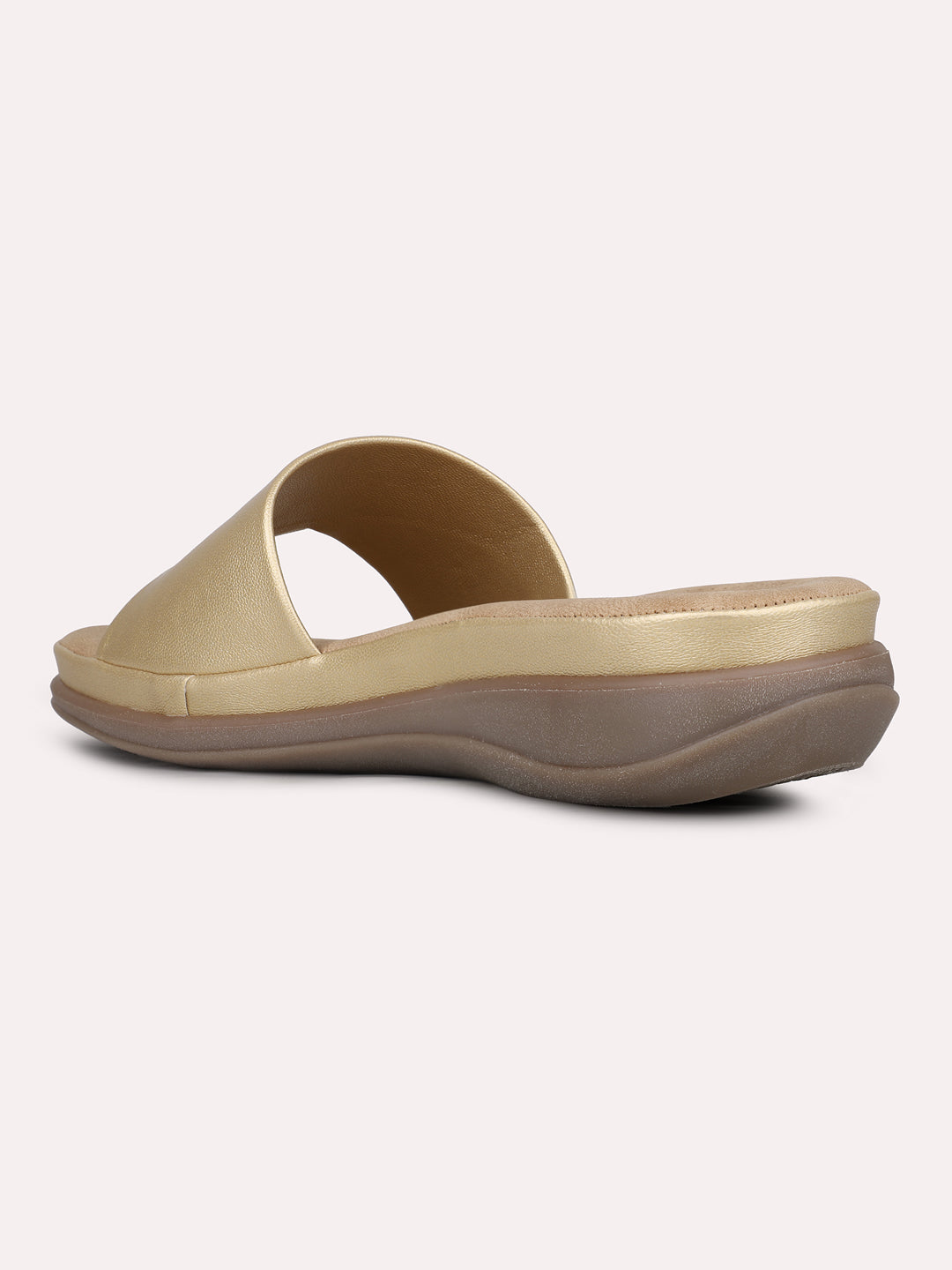 Women Golden Casual Open Toe Flat Sandal