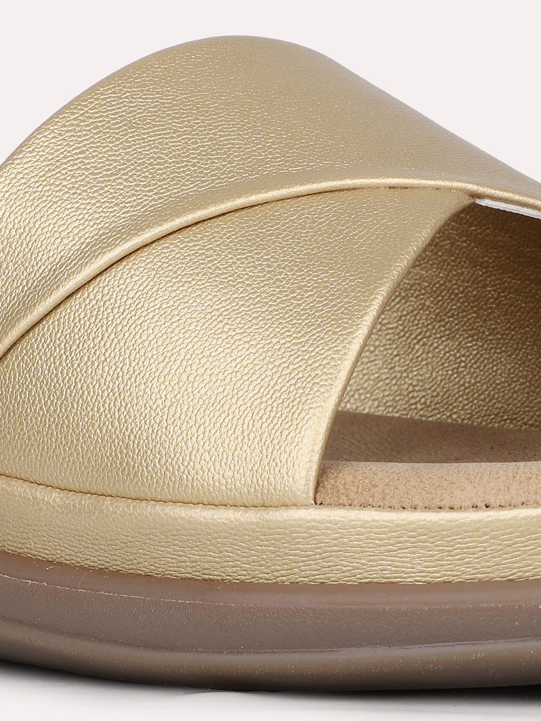 Women Golden Casual Open Toe Flats