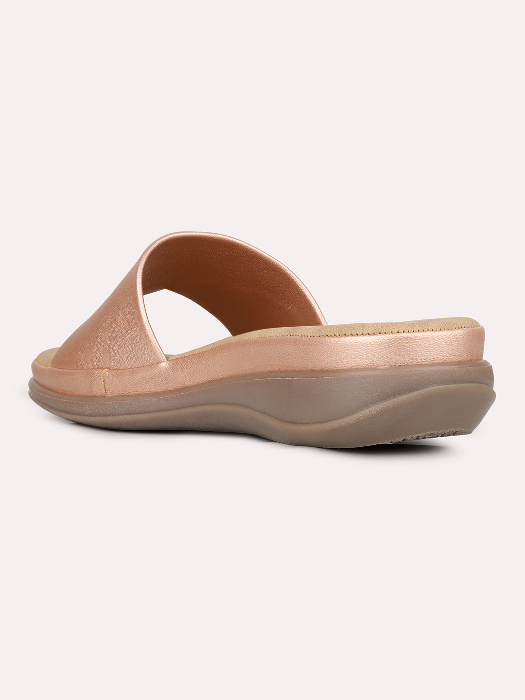Women Rose Golden Casual Open Toe Flats