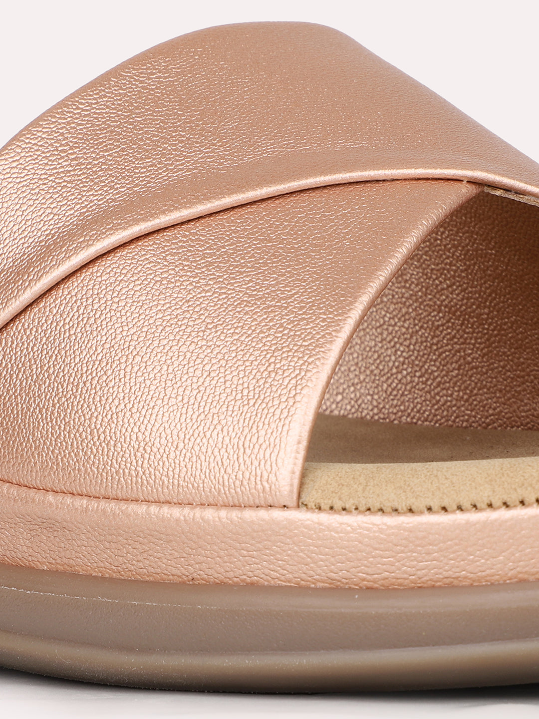 Women Rose Golden Casual Open Toe Flats