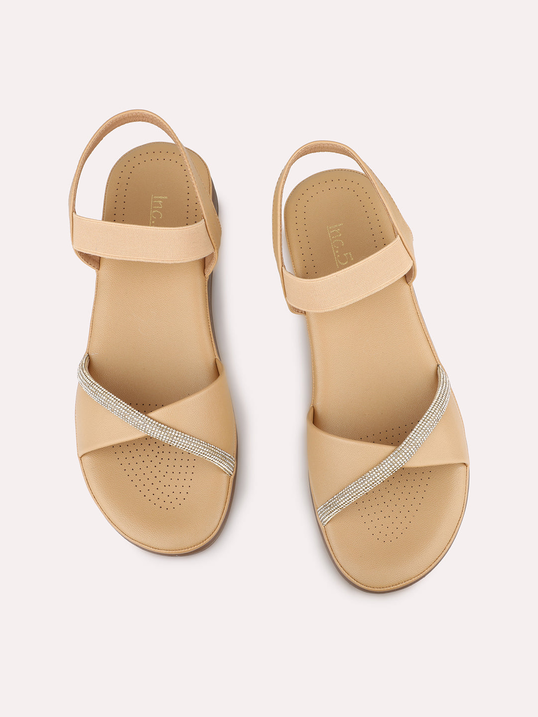 Women Beige Casual Open Toe Flat Sandal