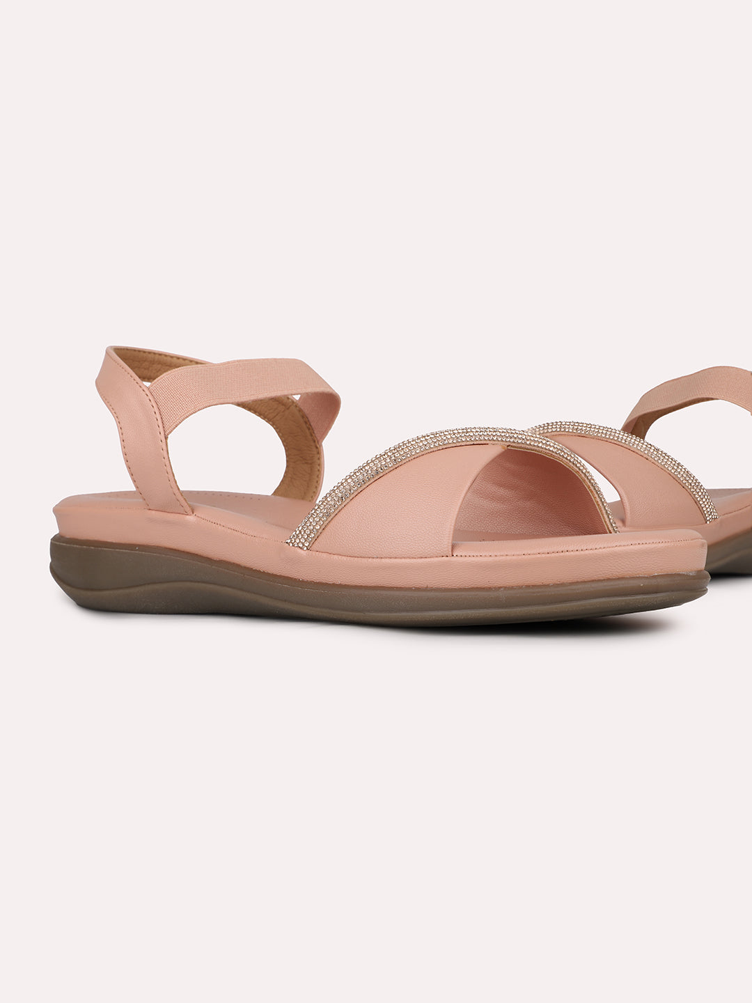 Women Peach Casual Open Toe Flat Sandal