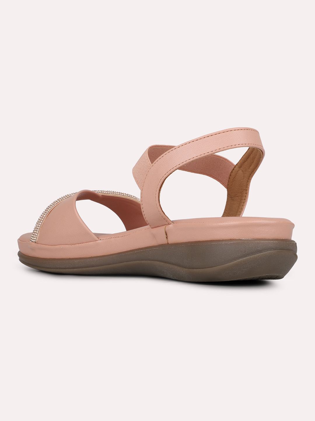 Women Peach Casual Open Toe Flat Sandal