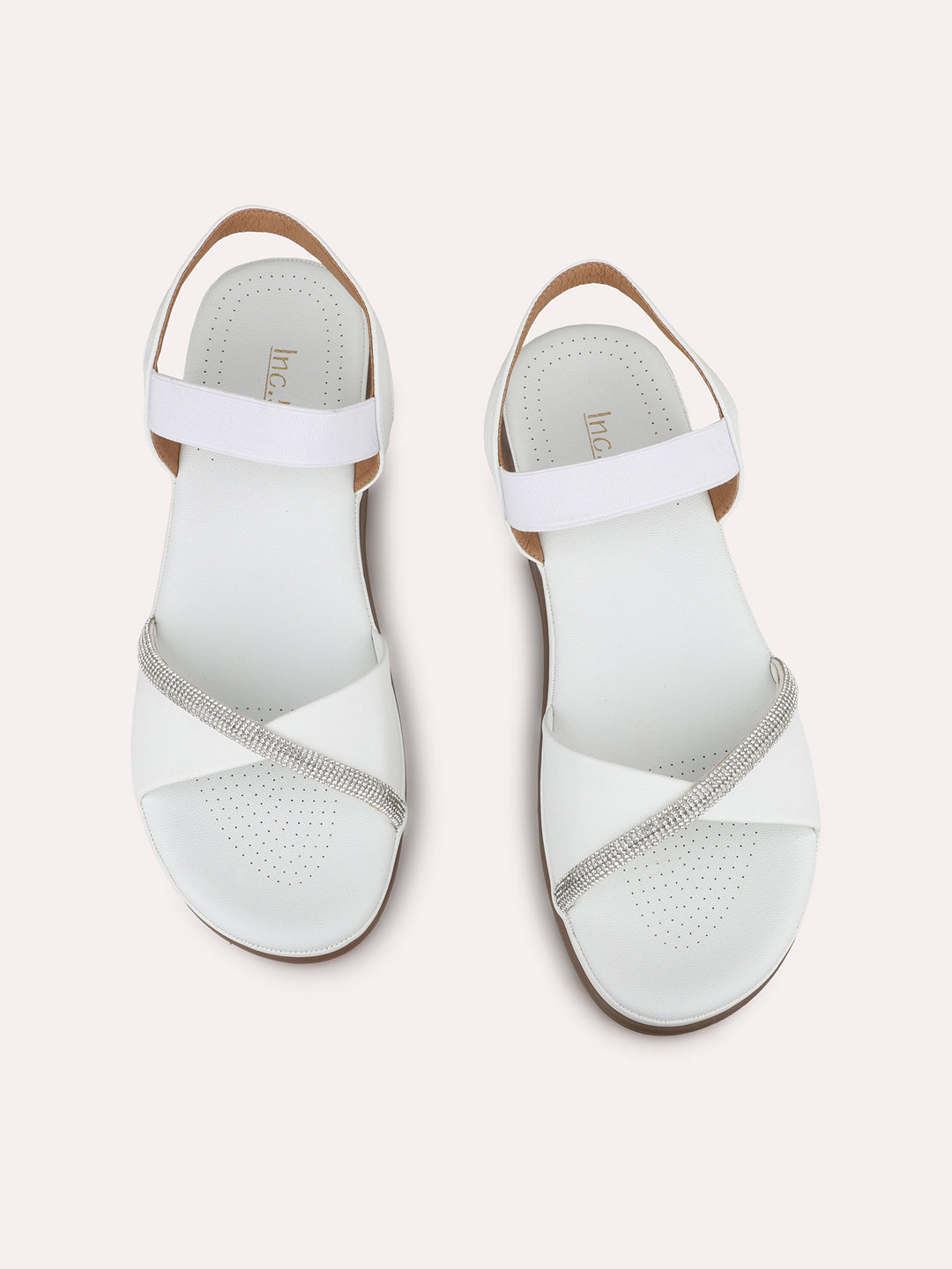 Women White Casual Open Toe Flats