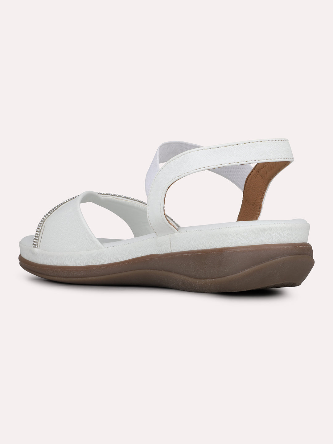 Women White Casual Open Toe Flats