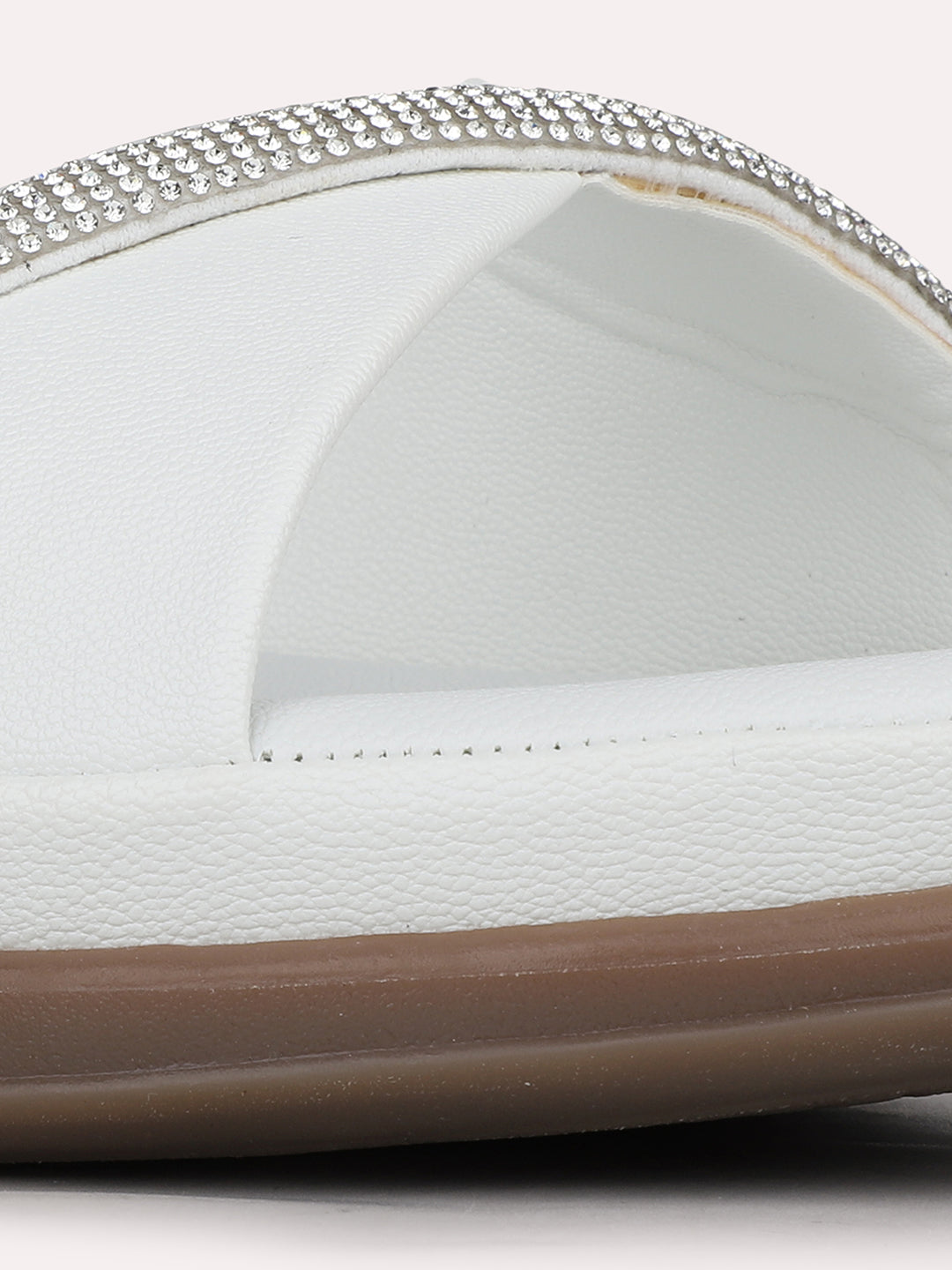 Women White Casual Open Toe Flats