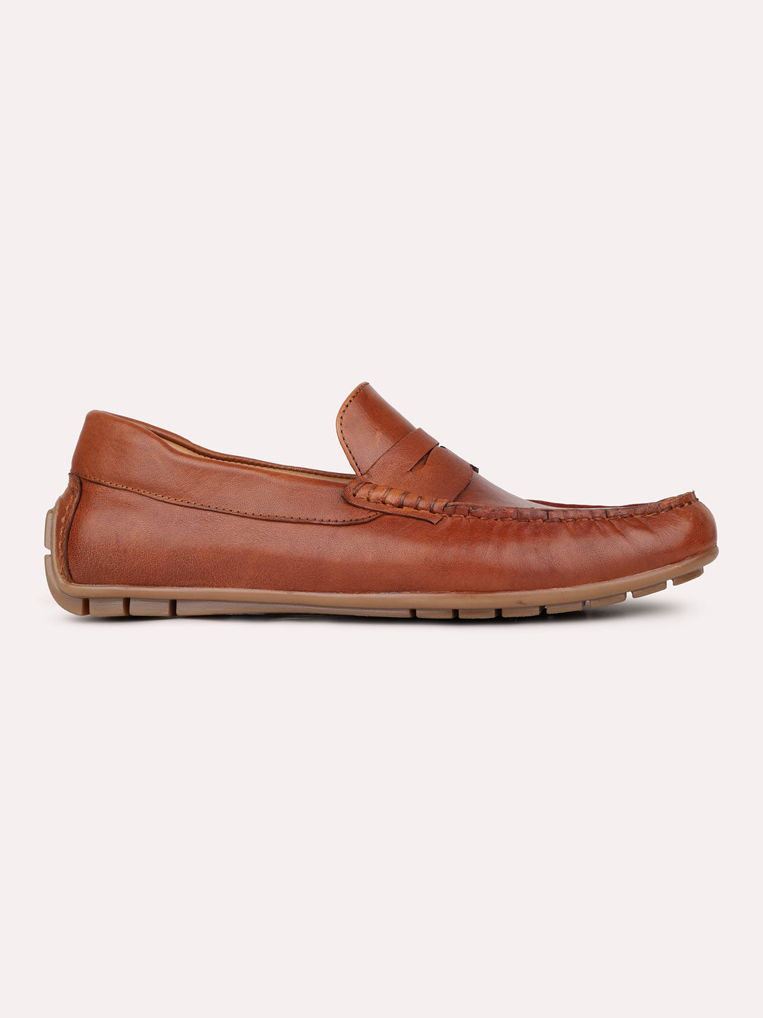 Mens Tan Solid Round Toe Casual Shoes