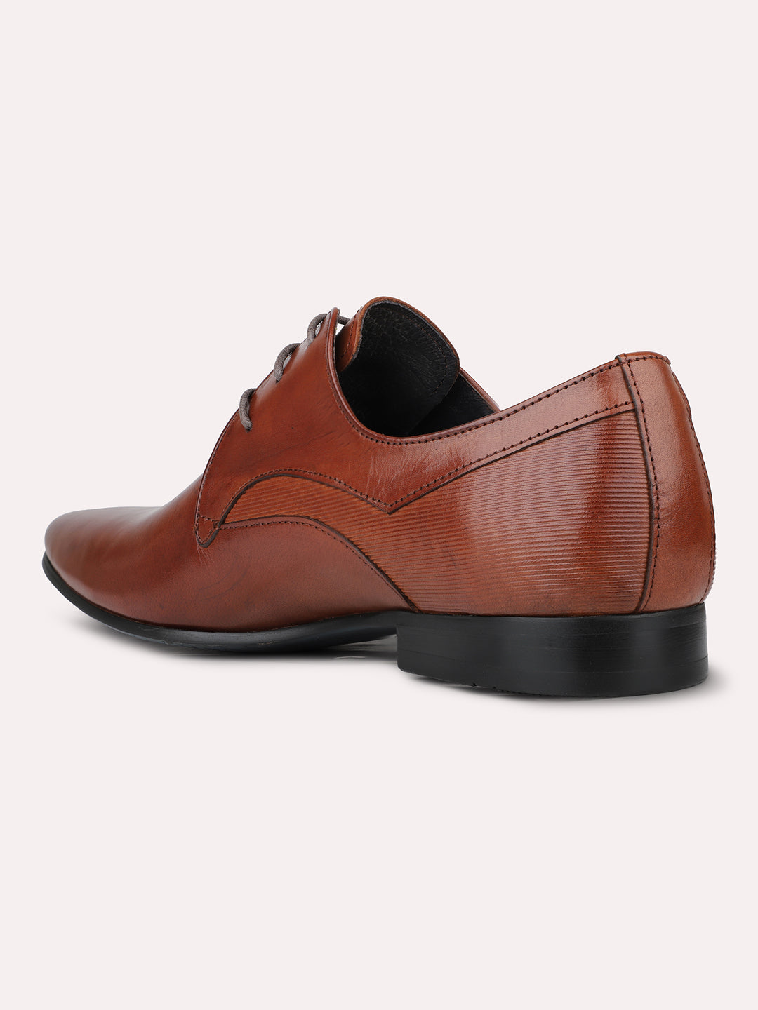 Mens Brown Solid Pointed Toe Formal Shoes