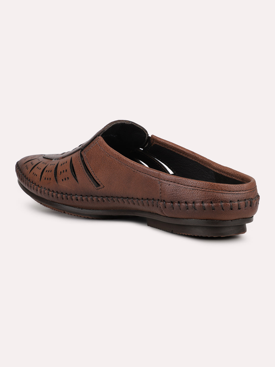 Mens Brown Solid Round Toe Casual Sandals