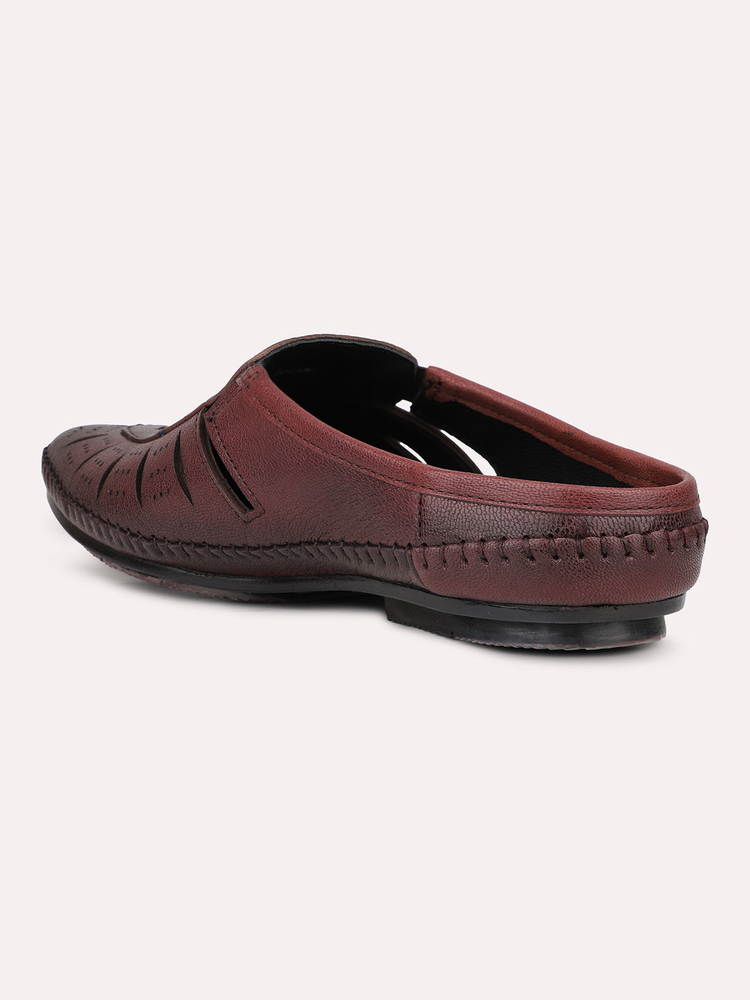 Mens Red Solid Round Toe Casual Sandals