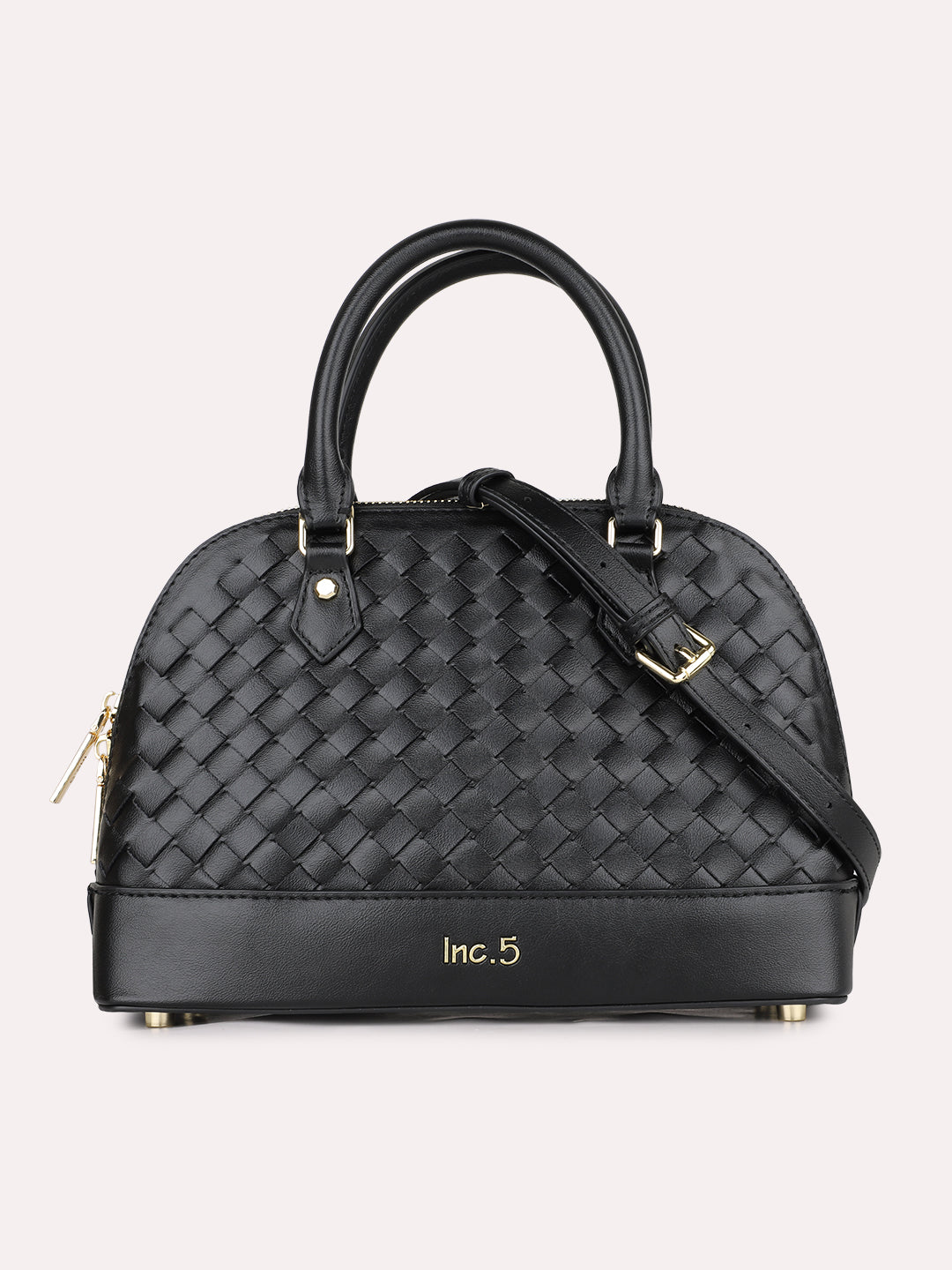 Women Casual Black Solid Handbag With Zipper