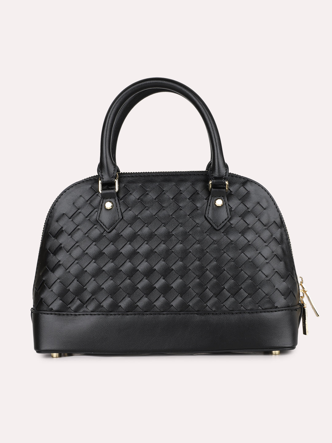 Women Casual Black Solid Handbag With Zipper