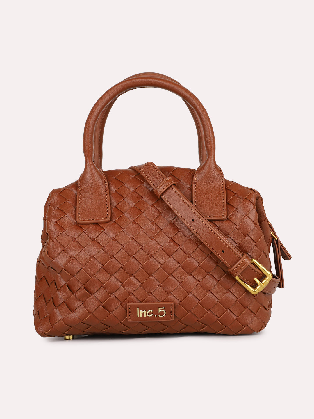 Women Casual Brown Textured Handbag With Zipper