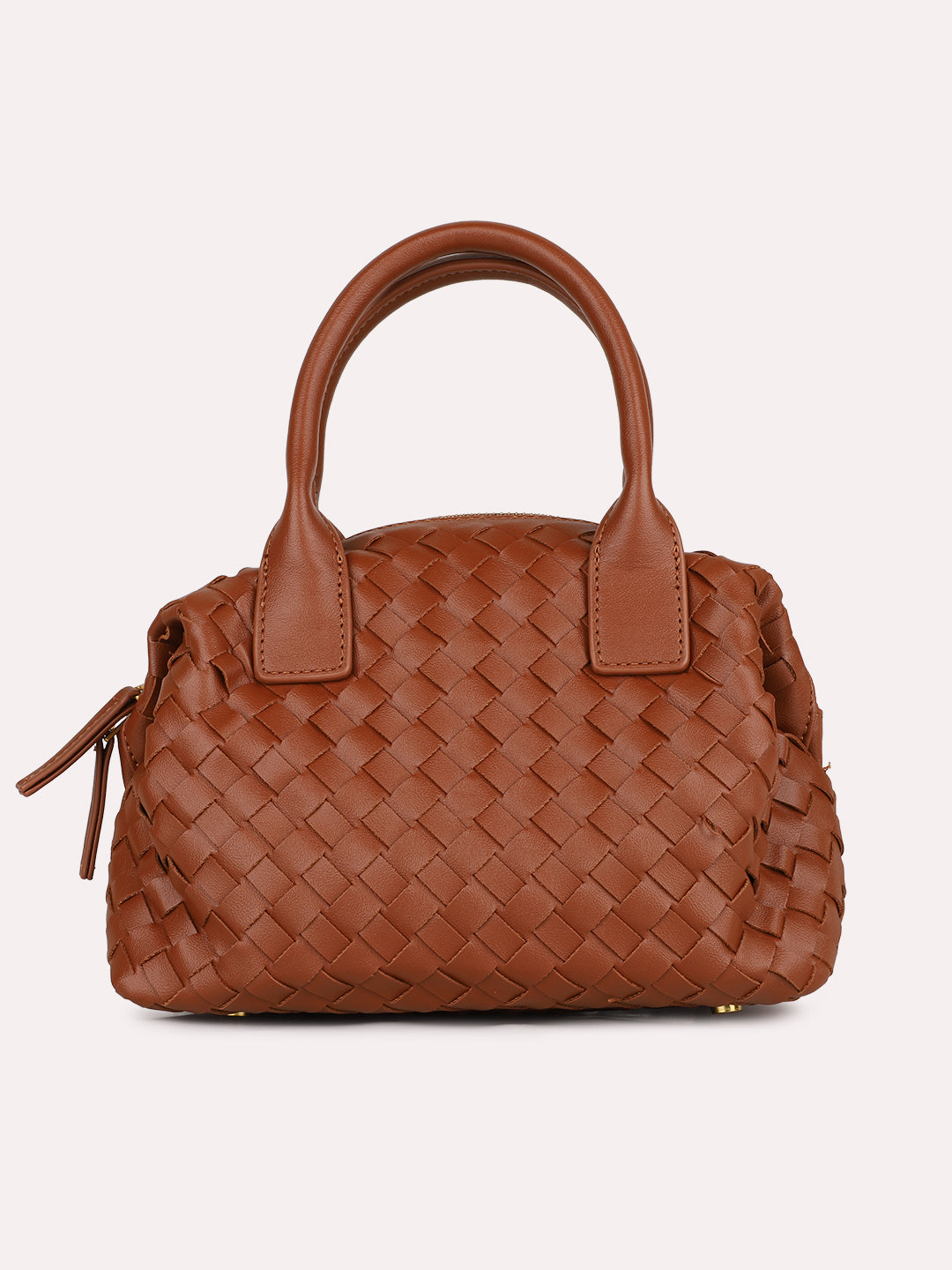 Women Casual Brown Textured Handbag With Zipper